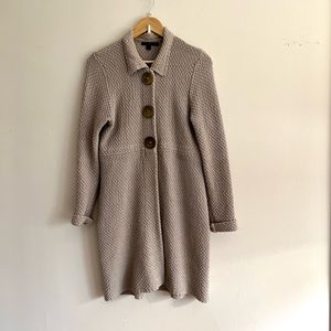 BODEN  Duster Cardigan Taupe Cotton Knit Sweater Gorgeous